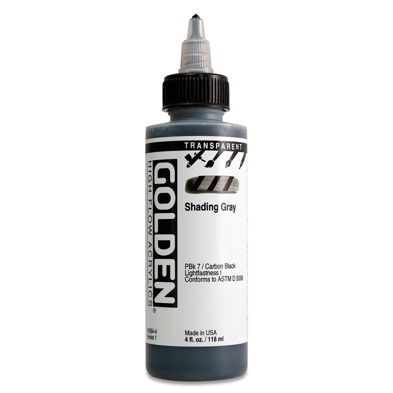 Golden High Flow Acrylics - Transparent Shading Gray, 4 oz bottle